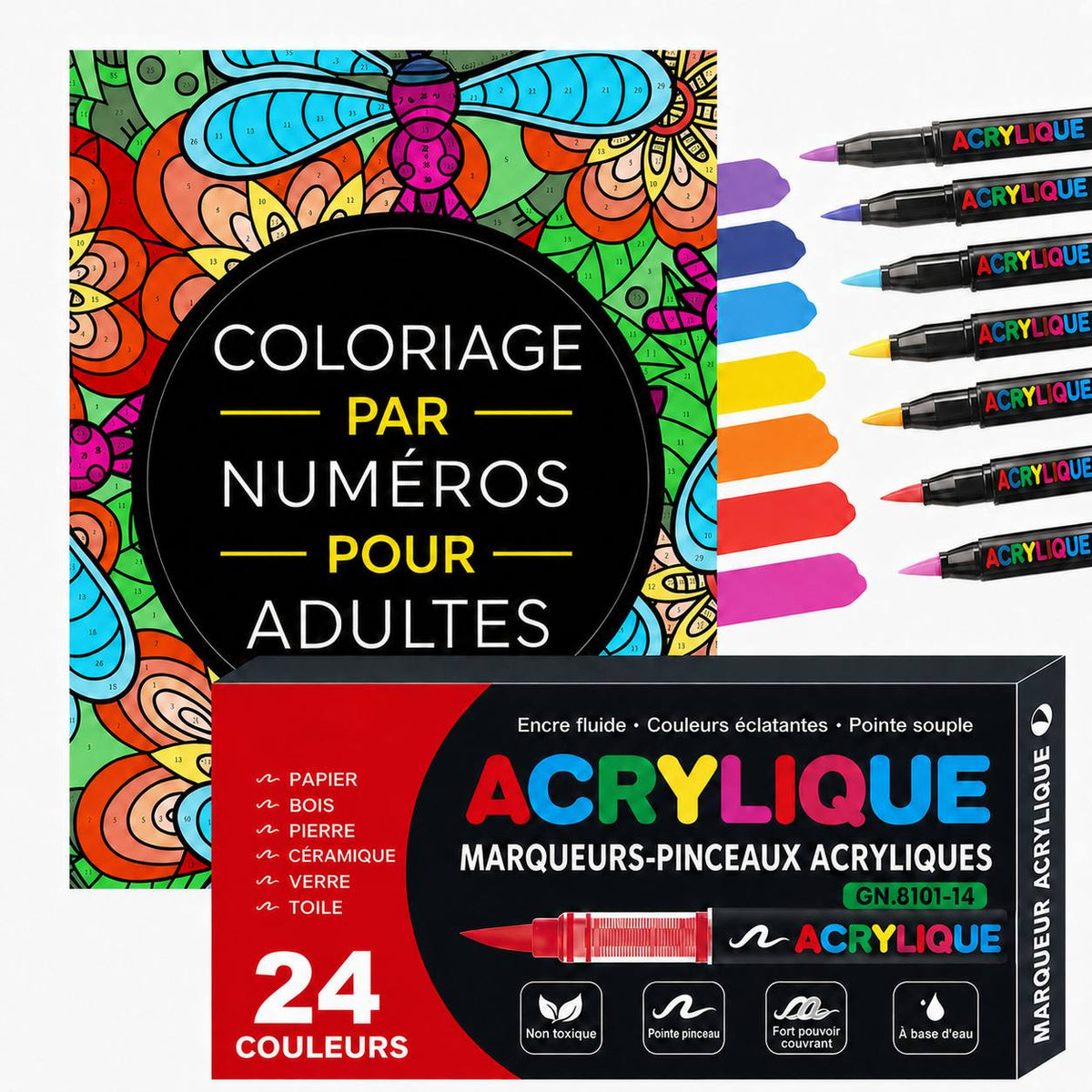 Feutres de coloriage par numéros x24